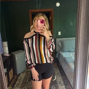 🌸SOLD🌸Striped Off-Shoulder Women's Top